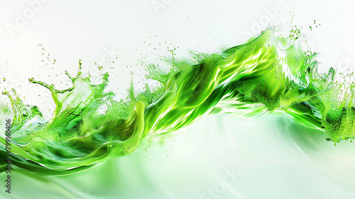 A neon green wave  electric and eye-catching  making a bold statement against a white backdrop  presented in a detailed high-definition photo.