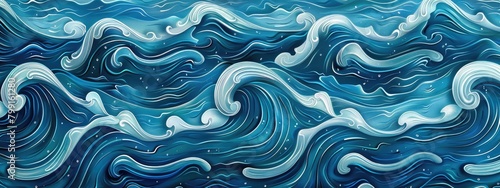 Pattern background of blue ocean waves. blue modern background. Banner design 