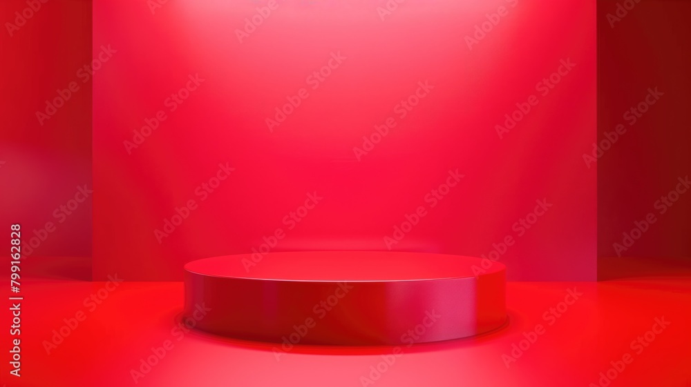 Sleek glossy red podium on a gradient background. Sleek glossy red podium on a gradient background.