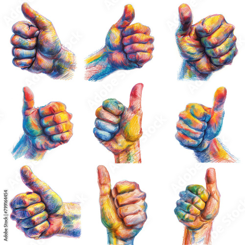 Thumbs Up Colored Pencil