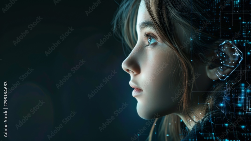 Futuristic Woman with Digital Interface Futuristic Woman with Digital Interface
