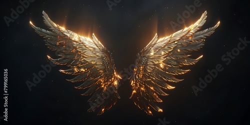 Flaming wings of a fallen angel, black background.燃え盛る堕天使の羽　背景は黒,Generative AI photo