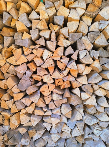 Stacked chopped fire wood 