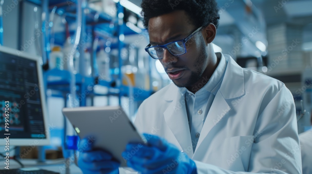 Scientist Analyzing Data on Tablet Scientist Analyzing Data on Tablet