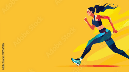 Sporty young woman in leggings on yellow background Vector © inshal