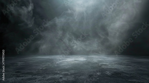 Smoke on the floor in the dark. Halloween texture background © jongaNU