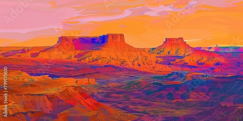 Desert landscape ablaze with sunset colors