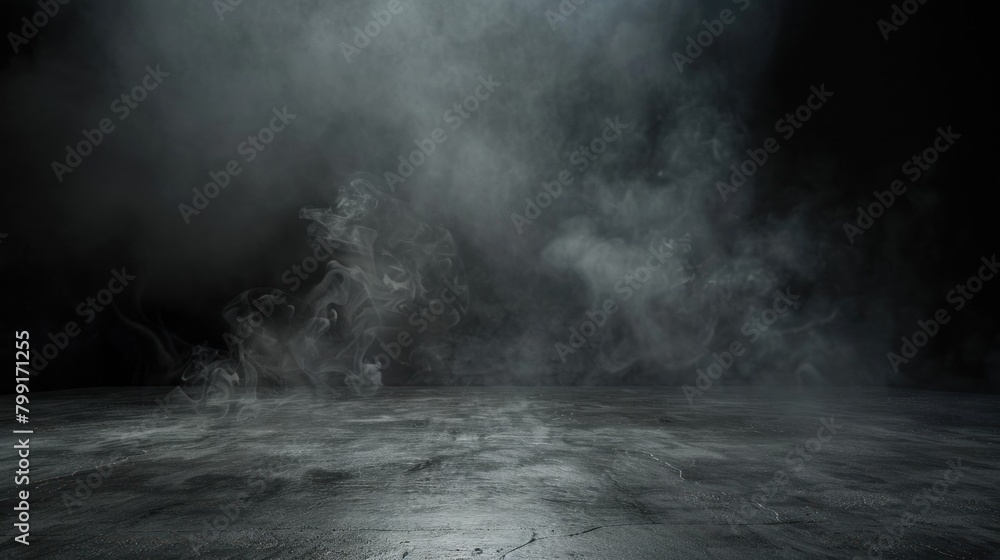 Smoke on the floor in the dark. Halloween texture background