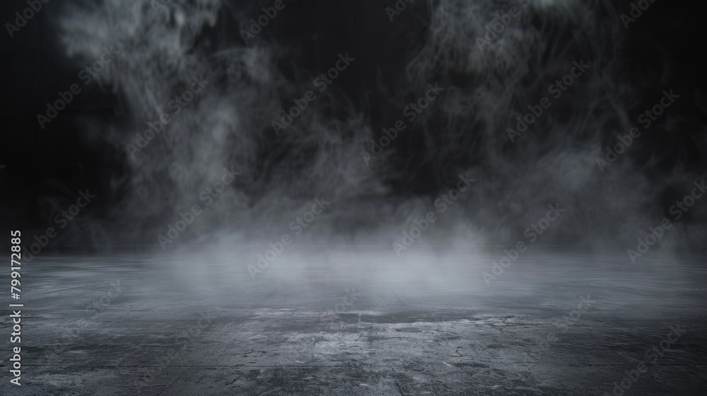 Smoke on the floor in the dark. Halloween texture background