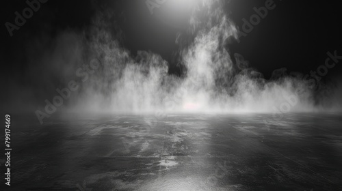 Smoke on the floor in the dark. Halloween texture background