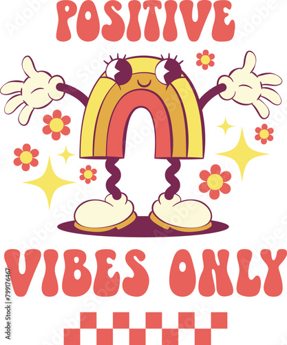 Rtero groovy rainbow mascot character