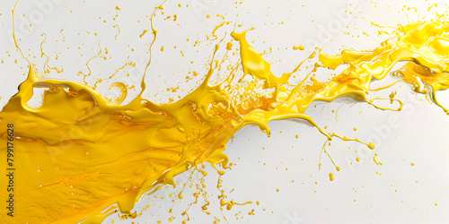  Yellow Paint Dripping On white Transparent Background , A yellow paint splash on white background , A photograph of a yellow paint spill on a white background 