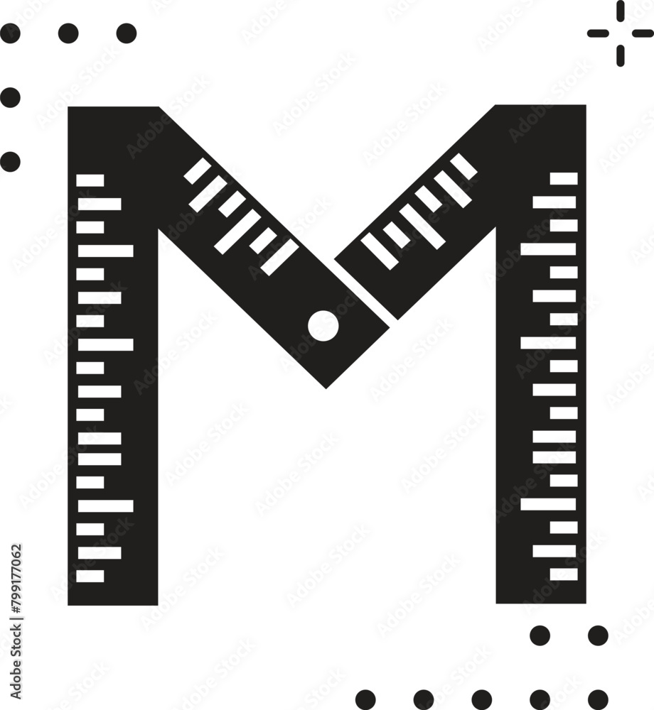 the letter M inside is a ruler. logo for engineer

