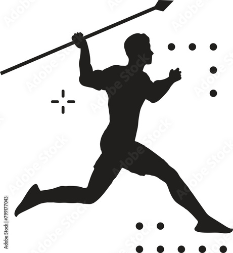 silhouette of woman javelin thrower , vector drawing