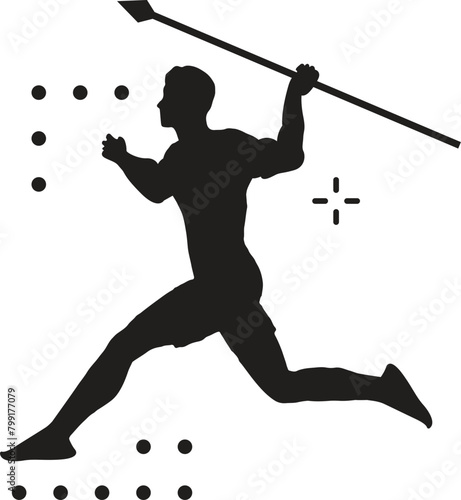 silhouette of woman javelin thrower , vector drawing