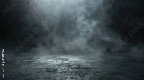 Smoke on the floor in the dark. Halloween texture background
