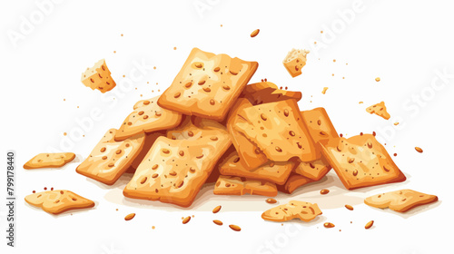 Tasty crackers with seeds on white background Vector