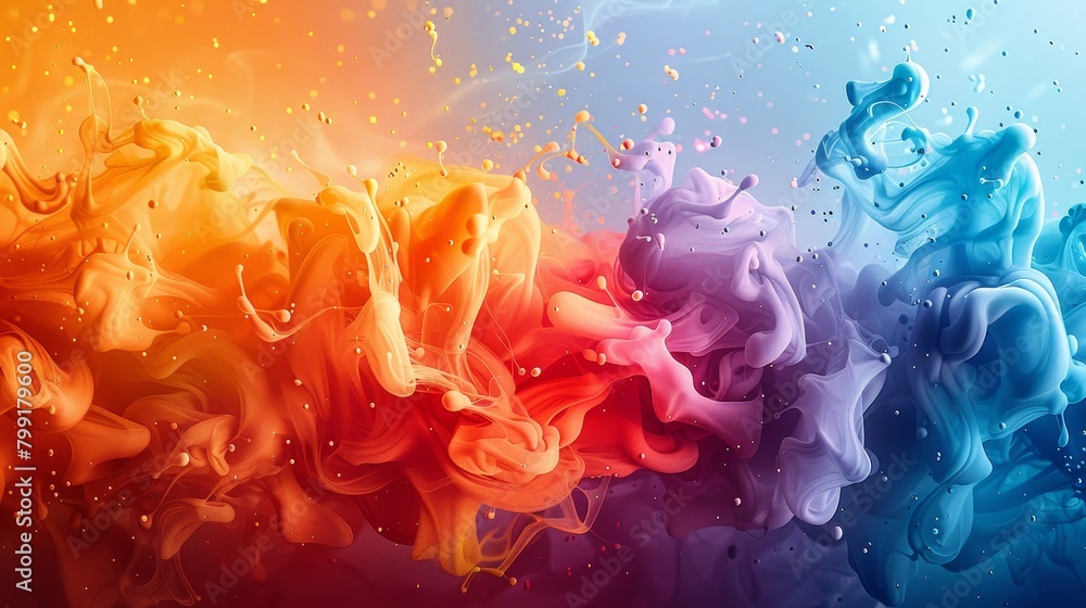 Obraz premium The image is an abstract painting with bright, vibrant colors