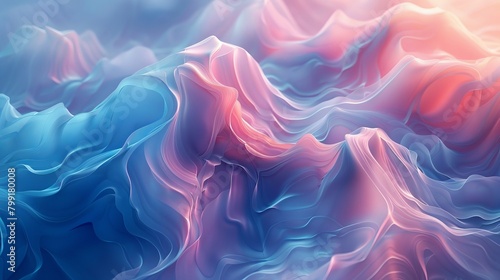 The image is an abstract painting with a blue and pink color scheme photo
