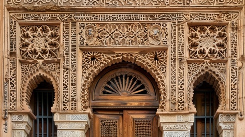 A clay building featuring intricately carved windows and doors crafted by skilled artisans using ancient techniques preserving the art and culture of clay building..