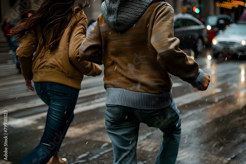 young couple body running on city street © dobok