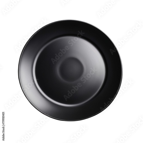 Empty black ceramic plate on Isolated transparent background png. generated with AI