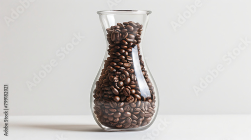 Coffee beans in bottle glass, minimal wallpaper, the raw aroma ingredient to increase caffeine power to keep you refreshed all day long