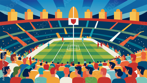 The crowd roars as the teams struggle back and forth evenly matched in their strength.. Vector illustration