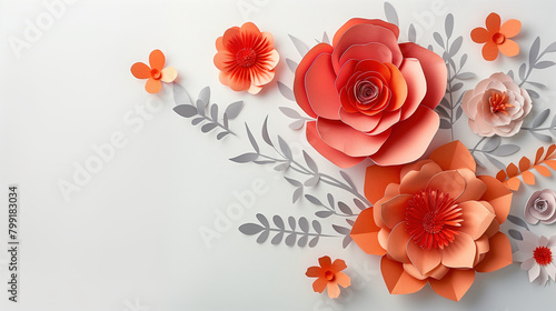 Paper Flowers on White Wall