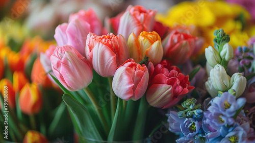 Vase Overflowing With Colorful Flowers