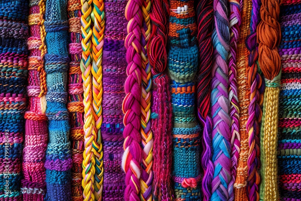 Vibrant Threads. Latin Tapestry. Colorful Woven Textile Background