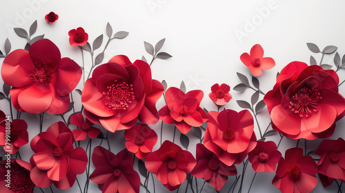 Red Flowers Adorning White Wall © Ivan Traimak