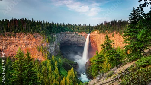 Cascade Symphony: Time-Lapse of Majestic Helmcken Falls, 141m Waterfall in Wells Gray Provincial Park, British Columbia, Canada - Captured in Mesmerizing 4K Video photo