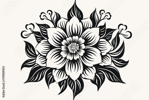 Flower tattoo line art design element