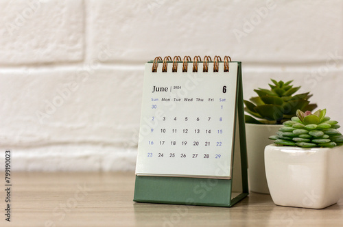 Desk calendar for June 2024. Desk calendar for planning, scheduling, assigning, organizing and managing every date.