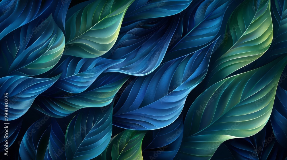 Blue and green leaves background. Blue and green leaves background.