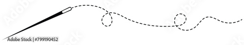 Needle and dotted thread silhouette icon vector illustration. Eps 10. white background
