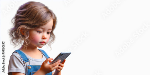 Cute little girl  using modern smartphone