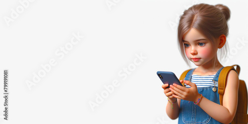 Cute little girl  using modern smartphone