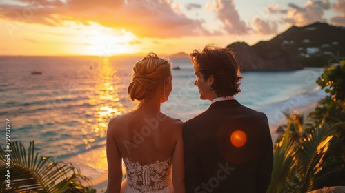 Sarah and Alex's love blossoms amidst Caribbean charm, sailing past islands adorned with swaying palms and sandy coves.