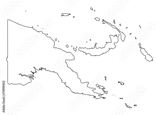 Outline of the map of  Papua New Guinea