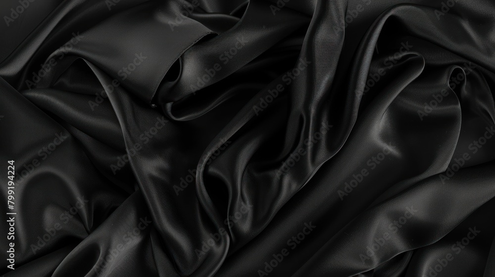 black silk fabric texture background with wavy folds black silk fabric texture background with wavy folds