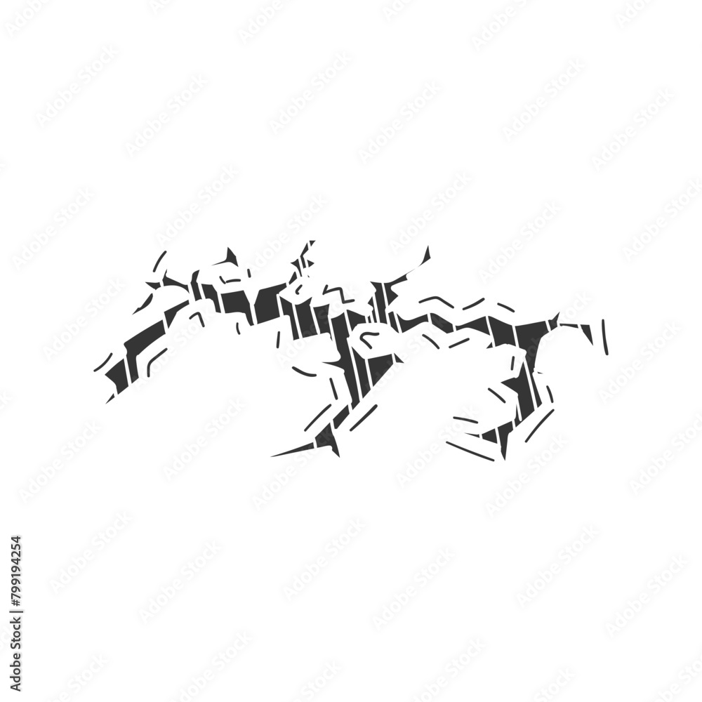 Crack Icon Silhouette Illustration. Crash Vector Graphic Pictogram Symbol Clip Art. Doodle Sketch Black Sign.