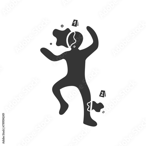 Crime Scene Icon Silhouette Illustration. Forensics Vector Graphic Pictogram Symbol Clip Art. Doodle Sketch Black Sign.