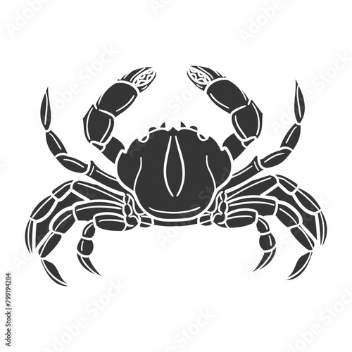 Crab Icon Silhouette Illustration. Beach Animal Vector Graphic Pictogram Symbol Clip Art. Doodle Sketch Black Sign.