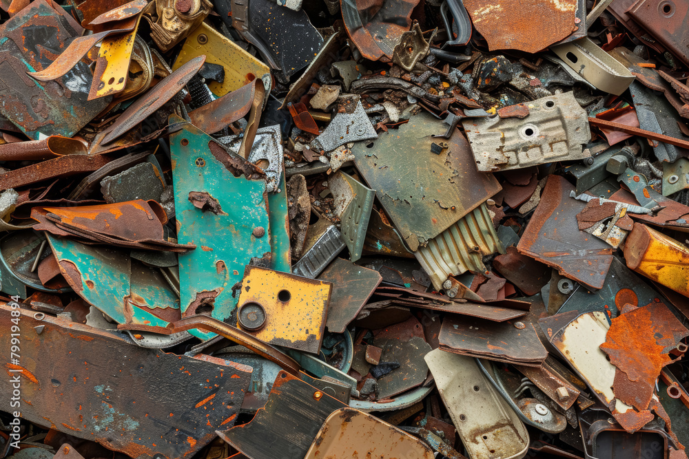 Industrial Waste Materials Close-Up Texture Variety Industrial Waste Materials Close-Up Texture Variety