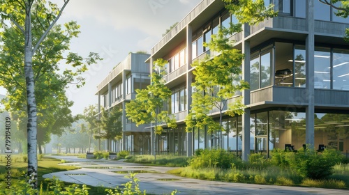 Europe modern complex of residential apartment buildings complex condo,Exquisite Sustainable Abode Embraced by Verdant Foliage, Harmonizing with Nature, and Infused with Modern Elegance. Generated AI