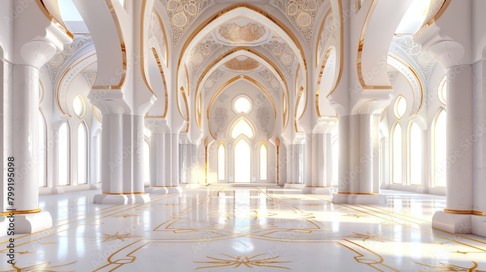 Mosque element in ornate arabic Islamic architect,Luxurious Arabian background with ornate lanterns in white and gold,Sheikh Zayed Grand Mosque,ramadan kareem background. Generated AI