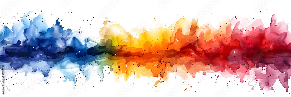 Vibrant rainbow watercolor gradient on transparent background.