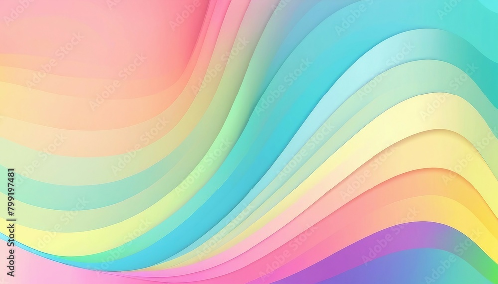 Obraz premium Pastel color rainbow gradient wave 3D wallpaper